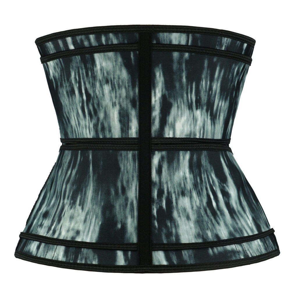 The back of 9 steel boned double belt waist trainer