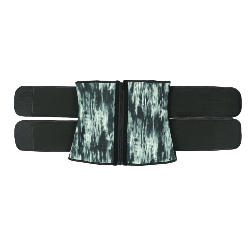 The zipper of 9 steel boned double belt waist trainer