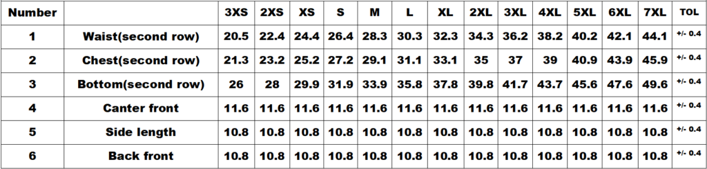Full Body Shaper With Thigh Control Size Chart