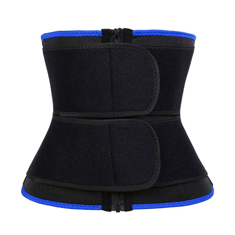 Blue 9-steel Bones Double Belt Waist Trainer