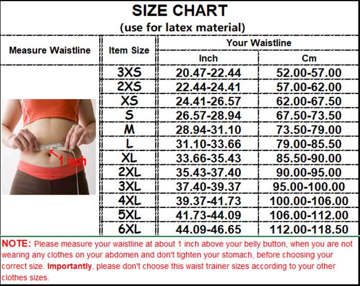 Double Strap Waist Trainer Vest size chart