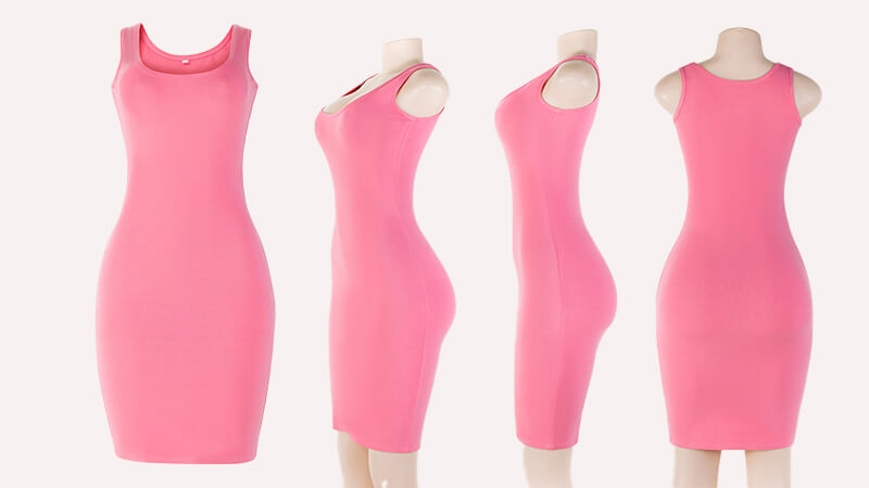 Nanbin Wholesale Crew Neck Bodycon Dress Built in Bra Sleeveless Midi Lounge Dress (2)