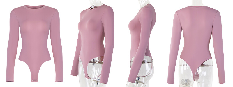 crew neck Long Sleeve Purple Bodysuit