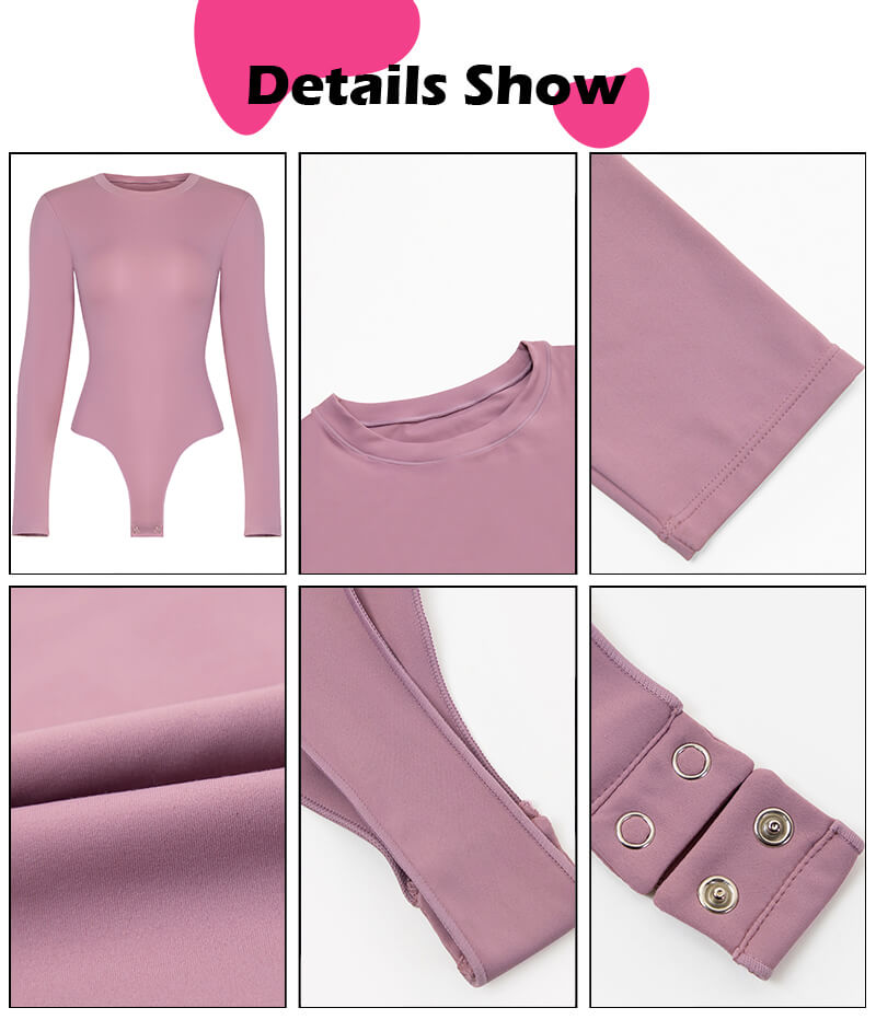 crew neck Long Sleeve Purple Bodysuit