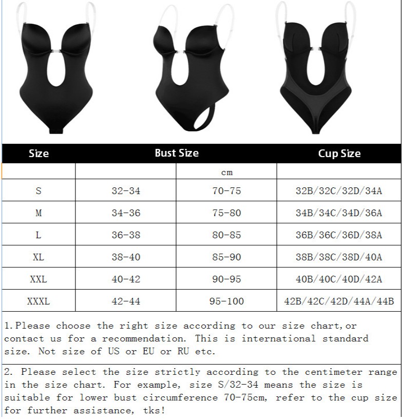 Deep Plunge Bodysuit by size detail