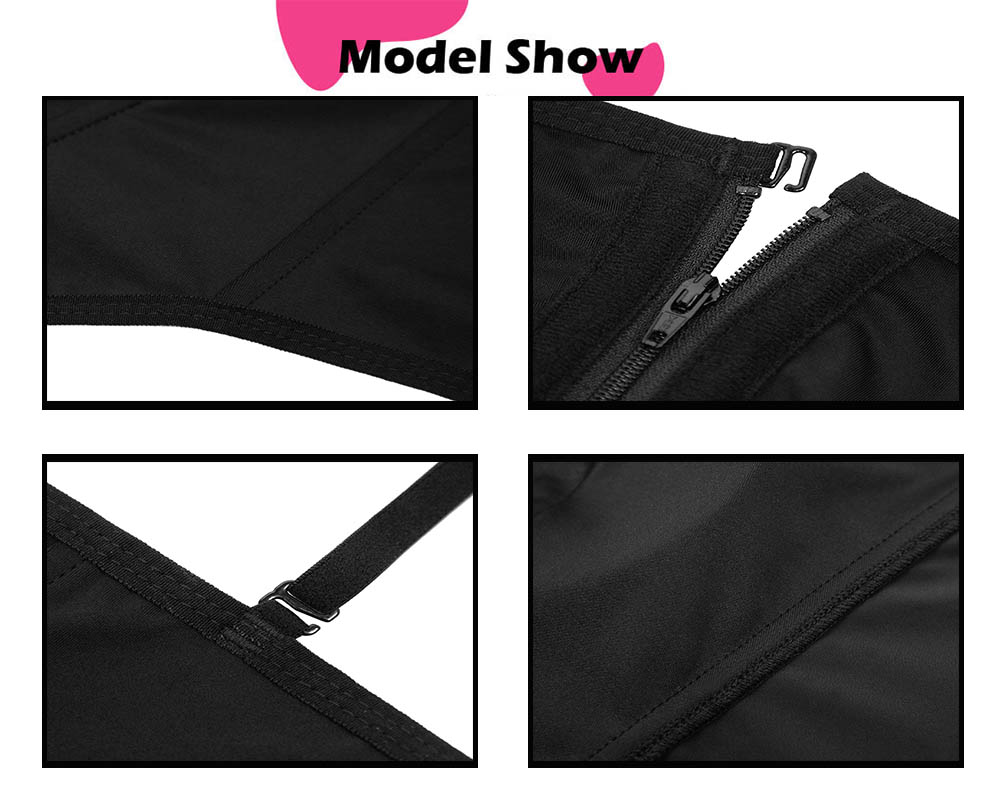 Rear Zipper Adjustable Straps Square Neck Corset model show