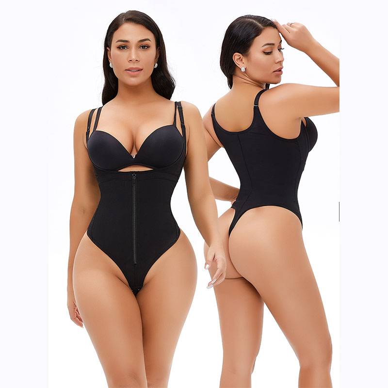 Tummy Control Full Body Plus Size Open Bust Bodysuit by model