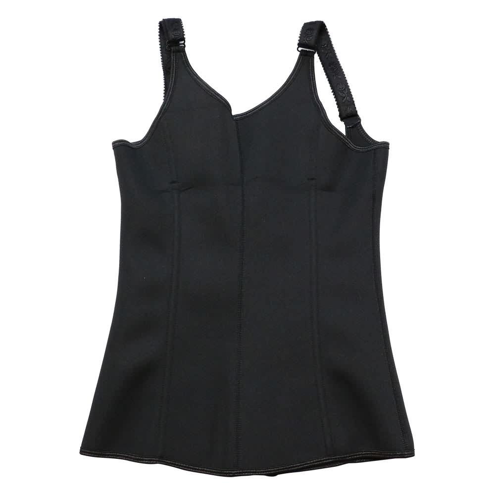 back of black corset vest