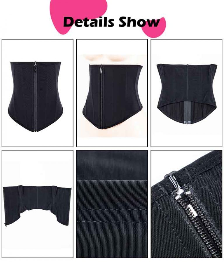 Black Steel Bones Plus Size Fajas Waist Trainer Corset