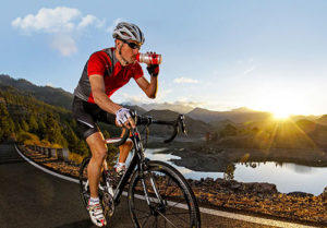 A man riding a bicycle