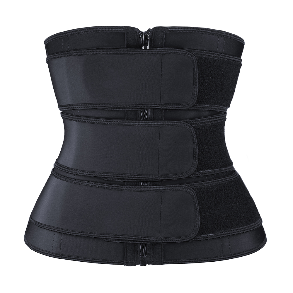 Black Latex YKK Zipper 3 Belts Waist Trainer MHW1000