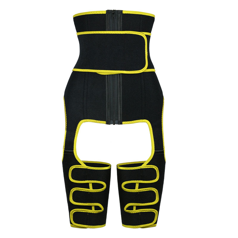 the front of yellow YKK zipper Thigh Waist Trainer With Belt