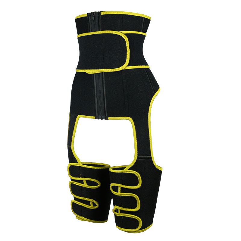 the left of yellow YKK zipper Thigh Waist Trainer With Belt