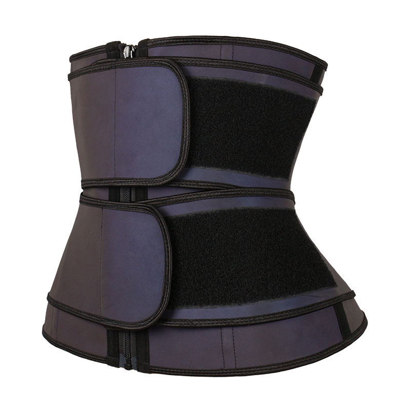 The left of fluorescent black double belt waist trainer with zipper