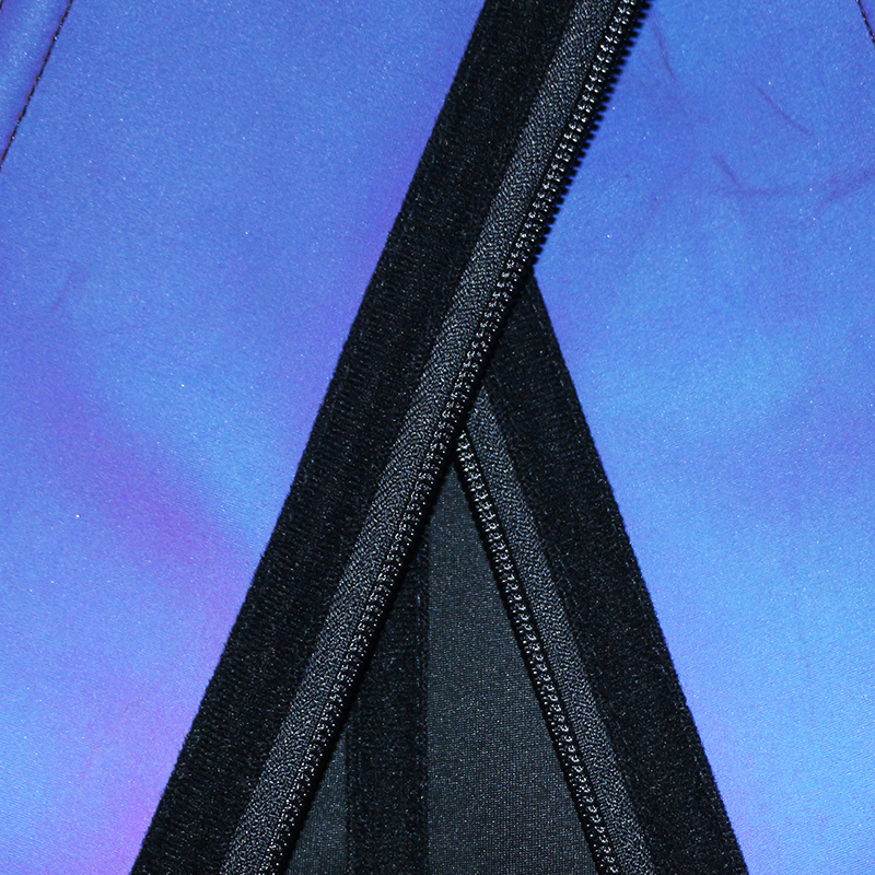 The zipper of fluorescent blue double belt waist trainer