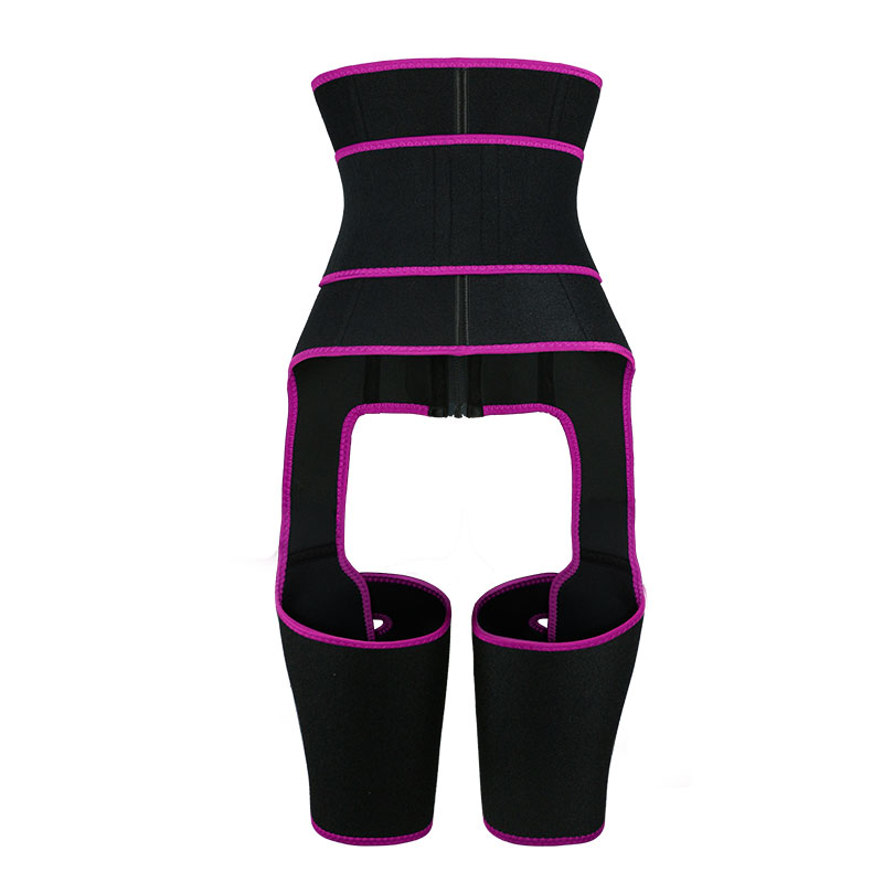 the back of pink YKK zipper Thigh Waist Trainer With Belt