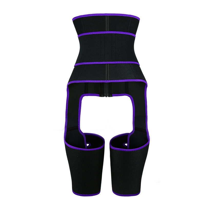 the back of purple YKK zipper Thigh Waist Trainer With Belt