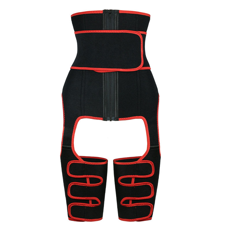 red YKK zipper Thigh Waist Trainer With Belt