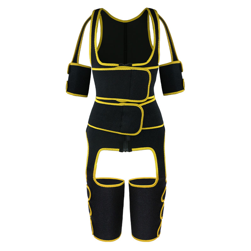 yellow oK fabric double belt waist trainer vest full body shaper