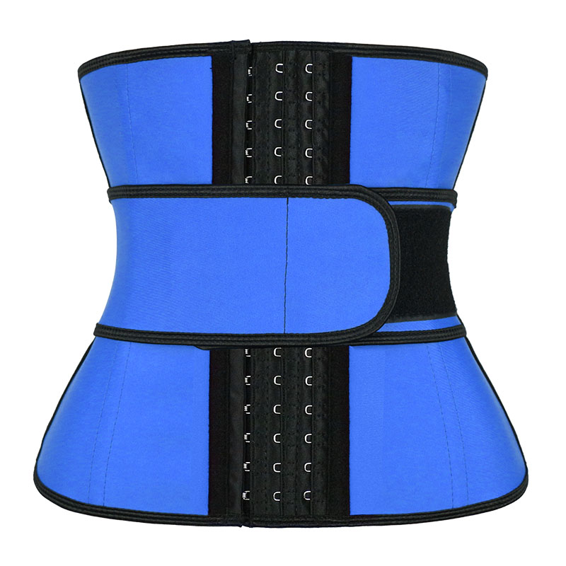 blue 9 steel boned waist trainer with belt