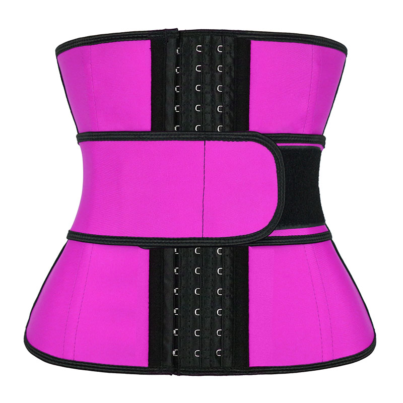 pink 9 steel boned waist trainer with belt