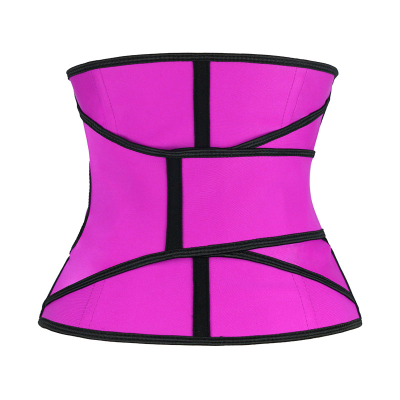 The back of pink 9 steel boned waist trainer with belt