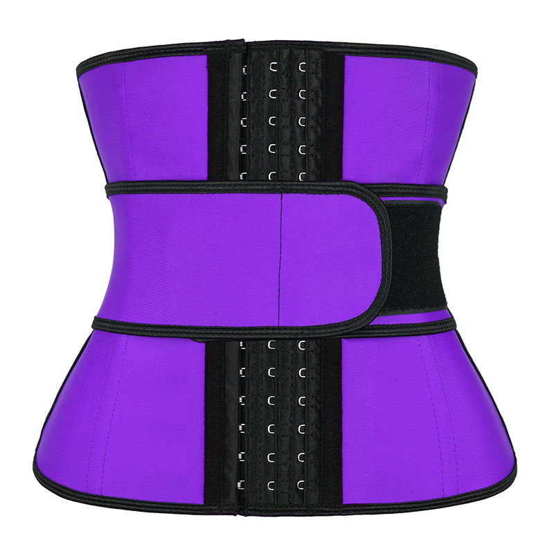 purple 9 steel boned waist trainer with belt