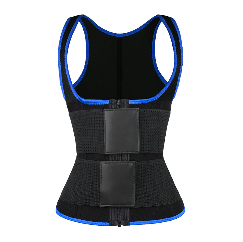 blue elastic double belt waist trainer vest