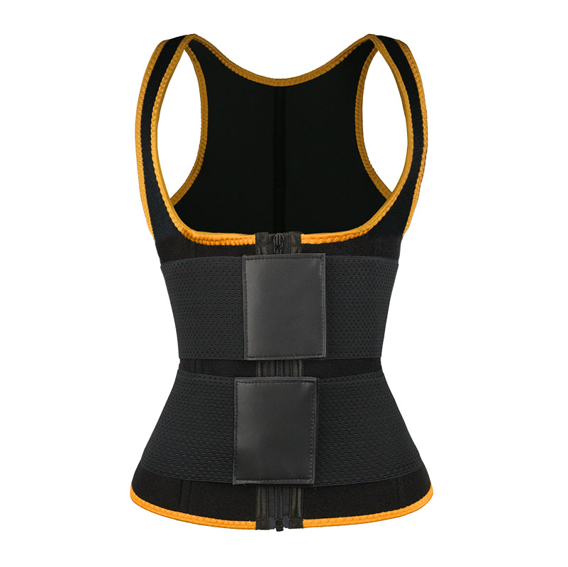 orange elastic double belt waist trainer vest