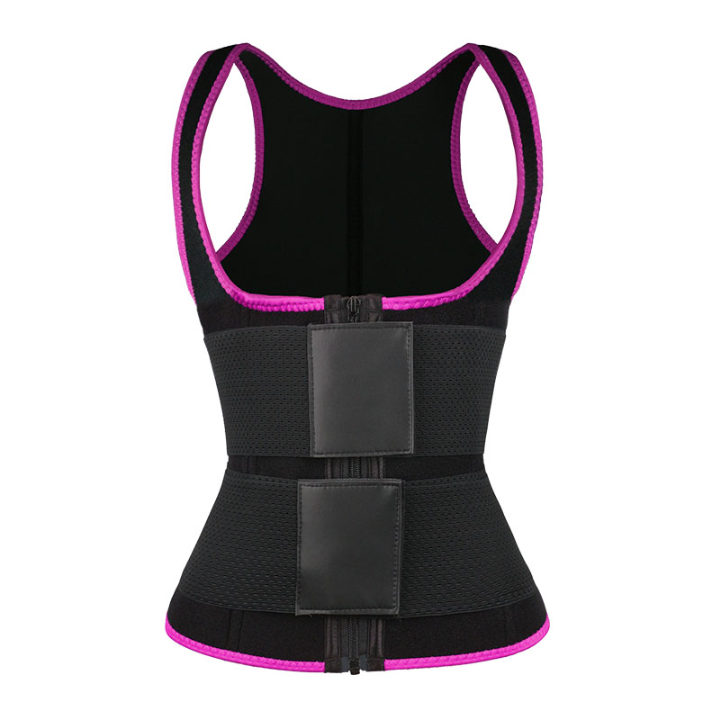 pink elastic double belt waist trainer vest