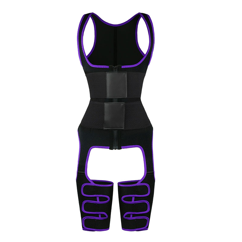 Purple elastic double belt full body waist trainer