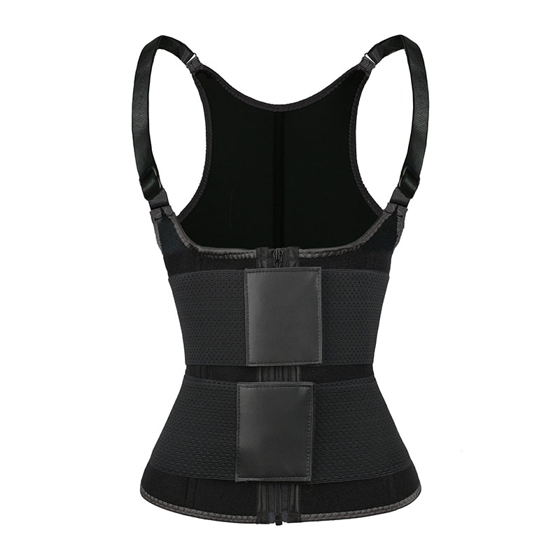 black adjustable shoulder strap waist trimmer vest