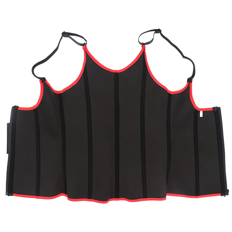 the inside of red adjustable shoulder strap waist trimmer vest
