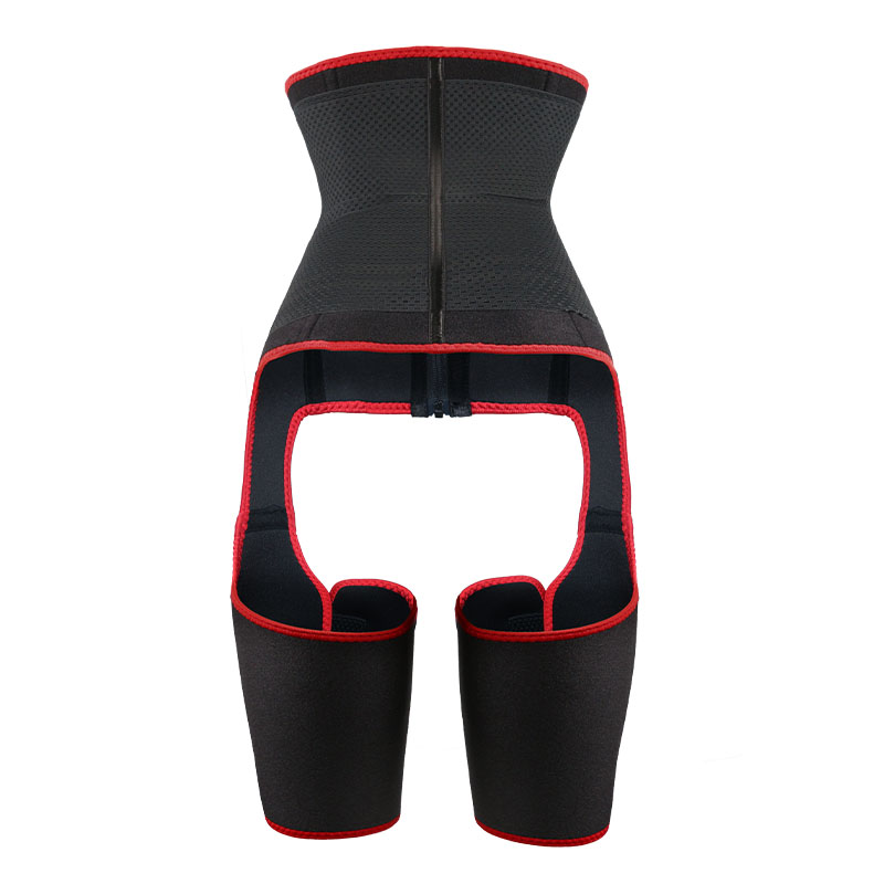 The back of red YKK zipper waist and thigh trainer