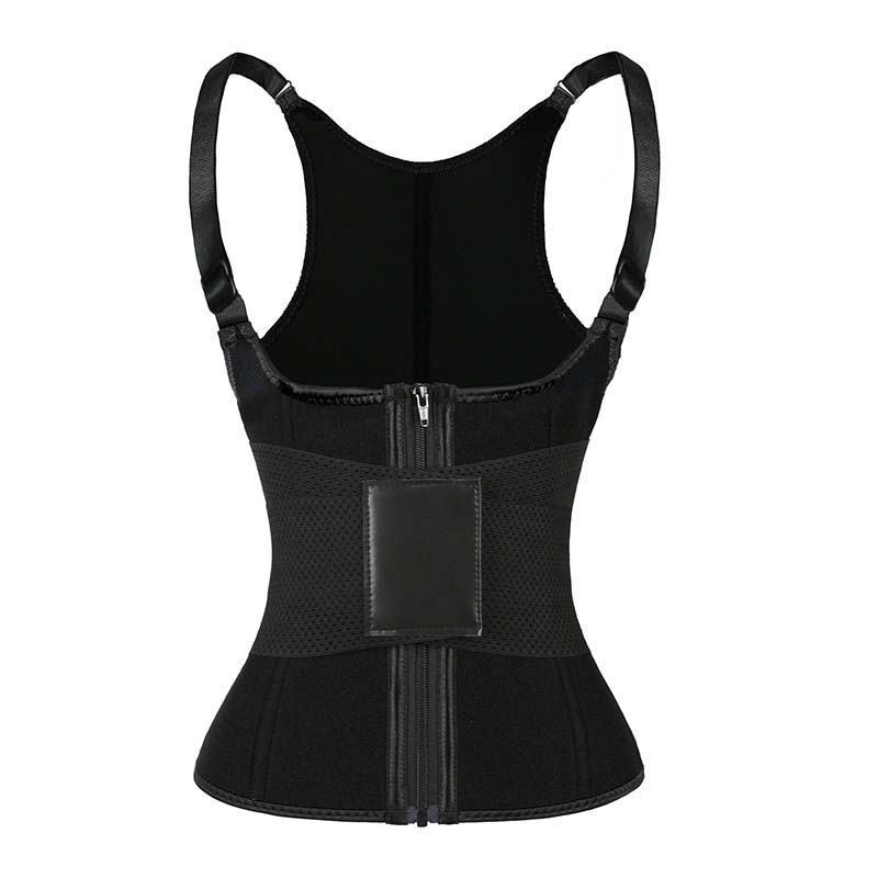 adjustable shoulder strap waist trainer vest with zipper