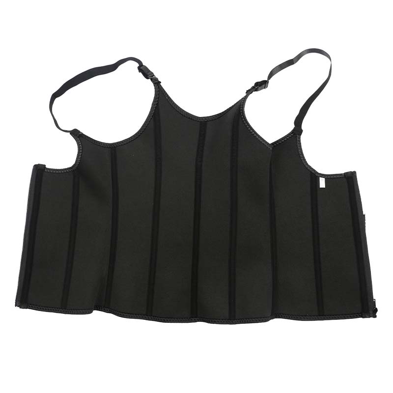 The inside of adjustable shoulder strap waist trainer vest with zipper