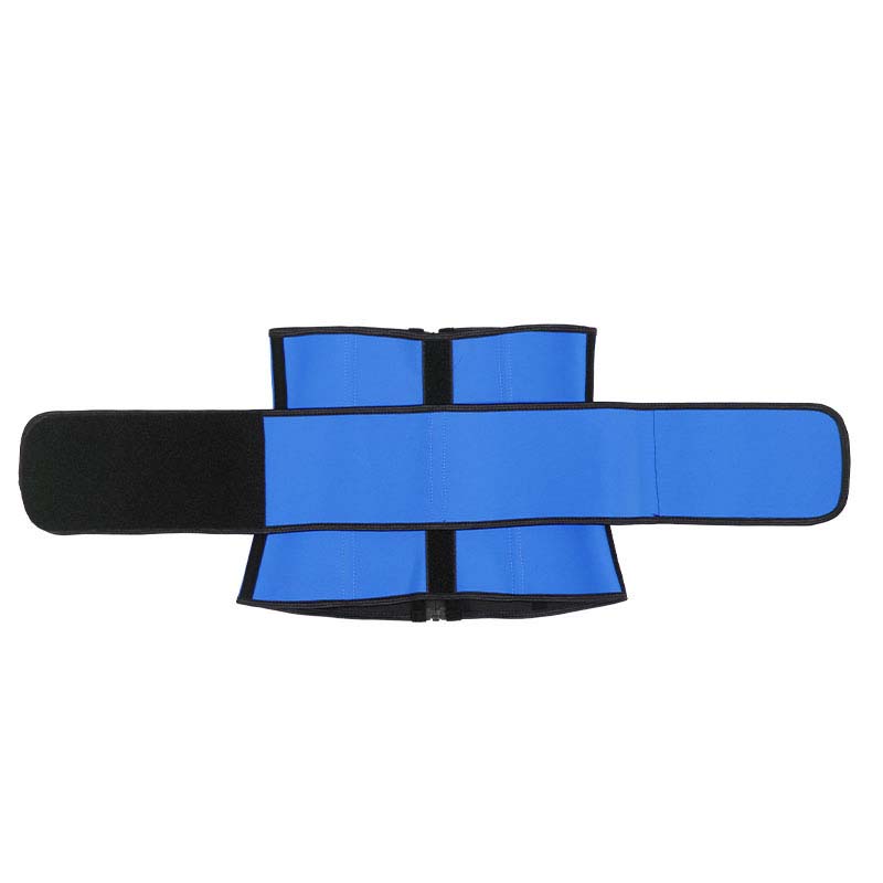 blue removable single belt steel boned latex waist trainer with logo