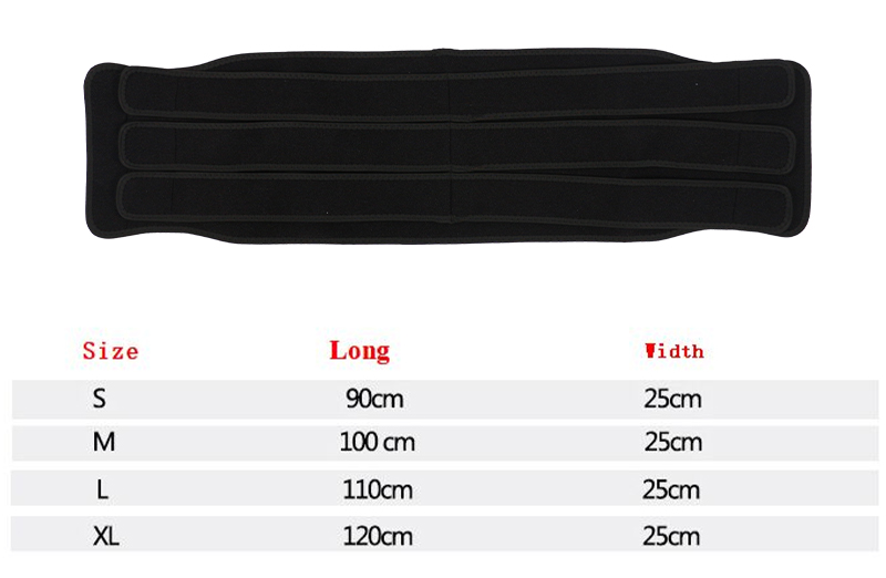 The size chart of custom wholesale 3 belts waist trimmer belt