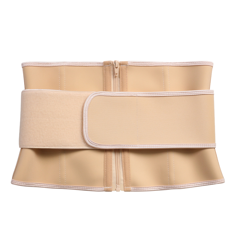 The front of short torso waist trainer 9 steel bone latex waist belt