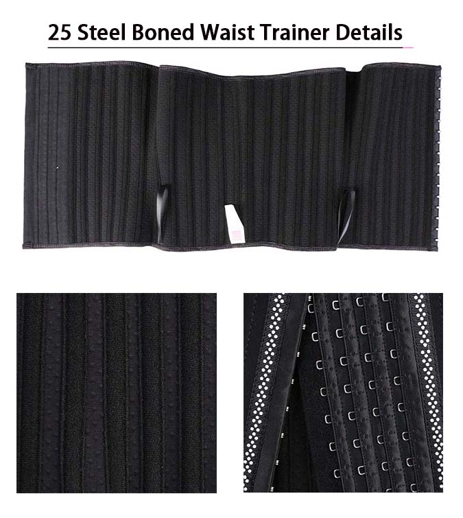 The details of 4 Rows Hook Tourmaline 25 Steel Boned Waist Trainer Wholesale
