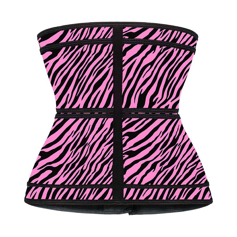 The back of Wholesale Ykk Zipper Pink Waist Trainer With Double Belt