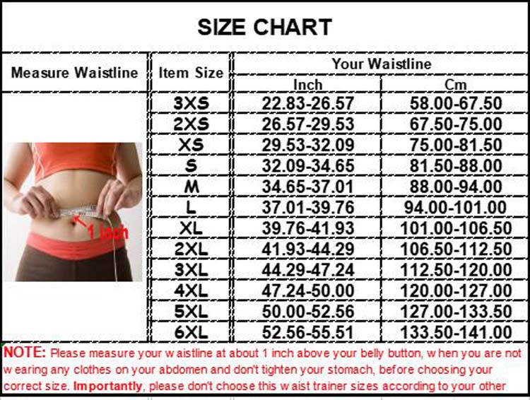 Waist Trainer Zipper Jumpsuits Body Shaper Shorts SIZE chart