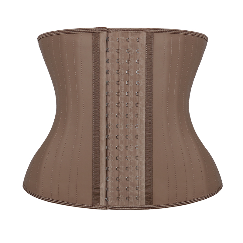 Wholesale Three-layer latex waist trainer 4-breasted brown