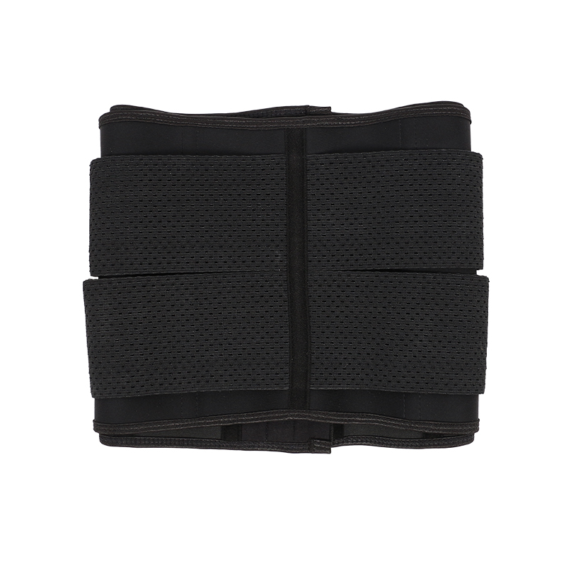 Rear view of double-belt three-breasted body shaper lying flat