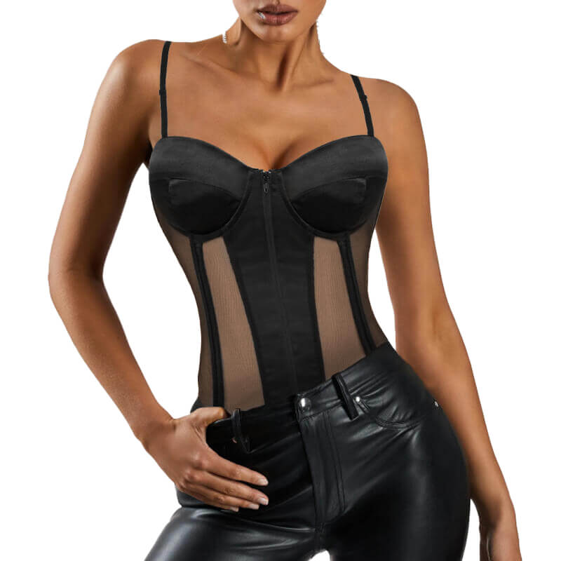 black mesh corset top