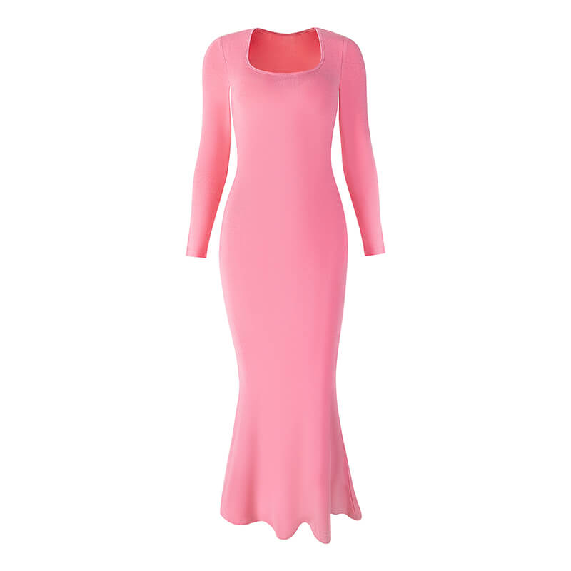 Pink Long Sleeve Bodycon Dress