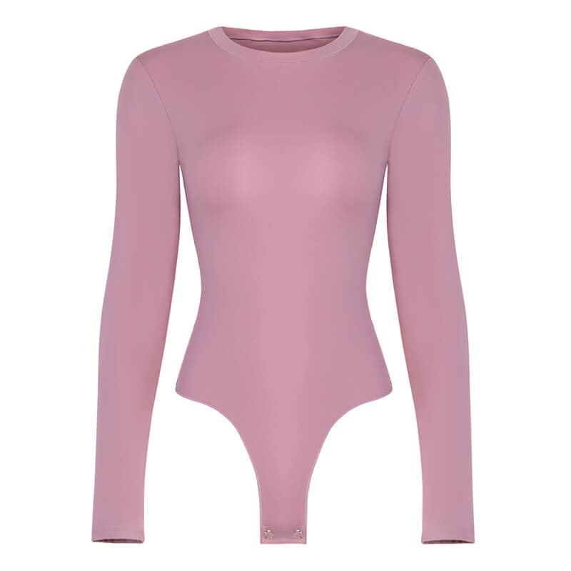 crew neck Long Sleeve Purple Bodysuit