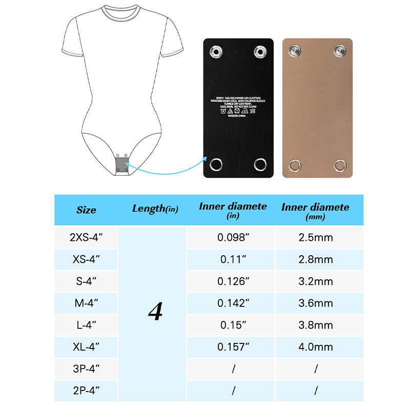 size chart of 4 inches length women bodysuit extender