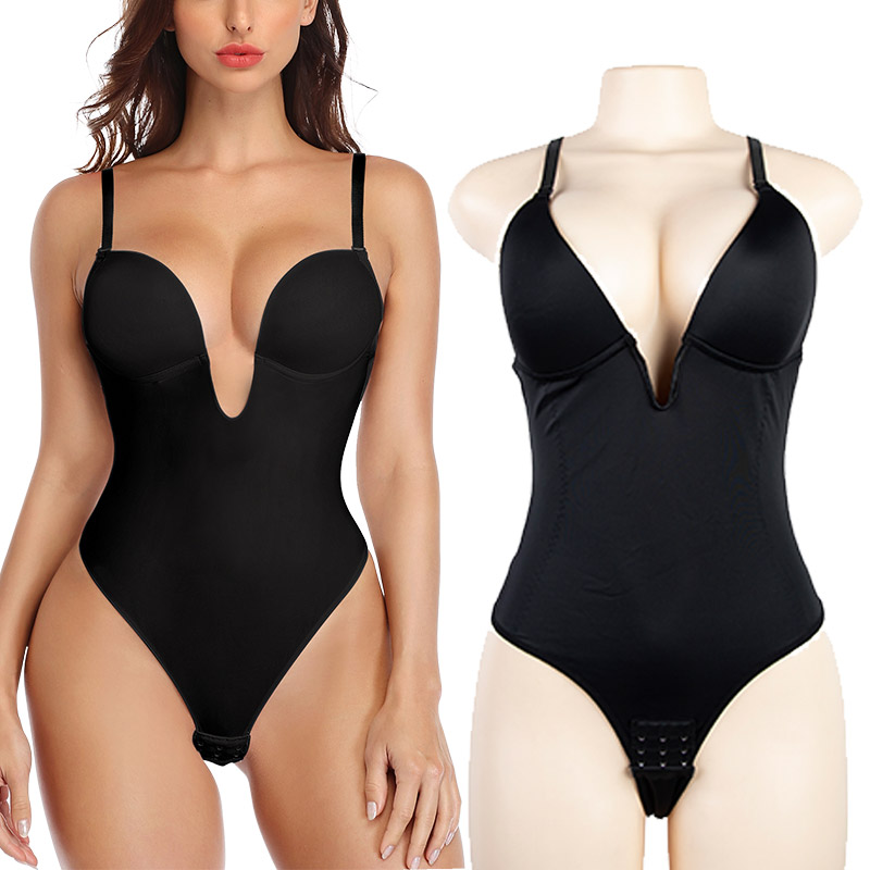 open crotch racerback shapewear by a model