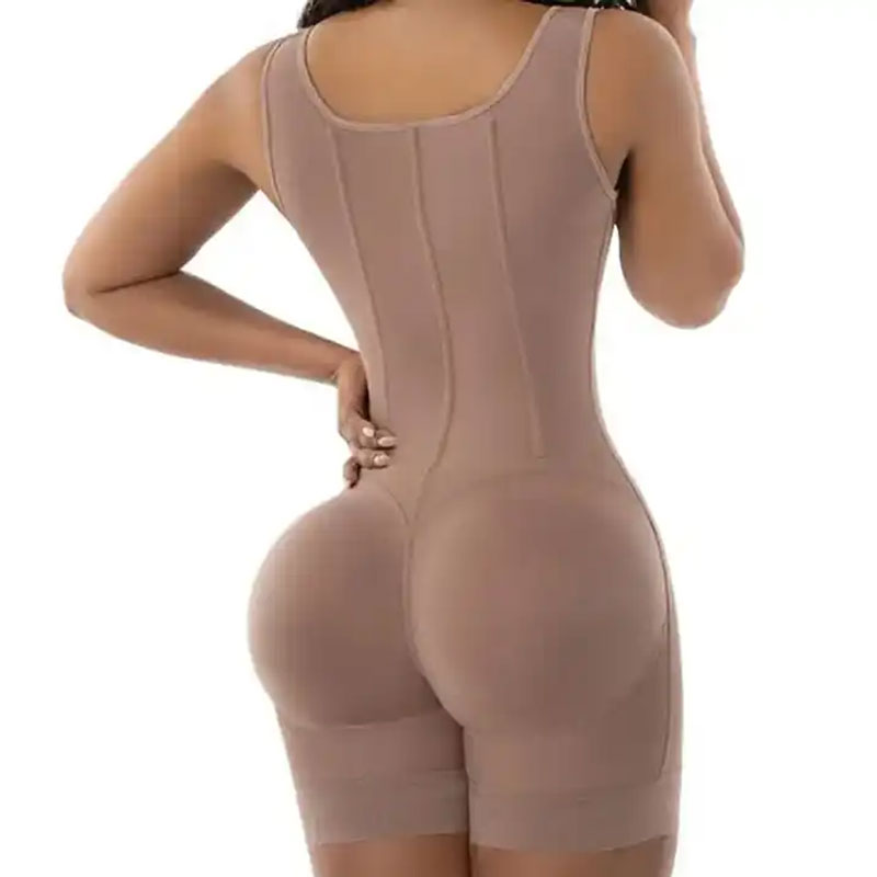 beige fajas colombianas shapwear by a model back view